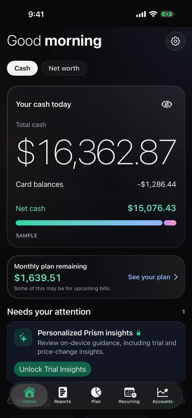 PrismWorth — Know where your month stands